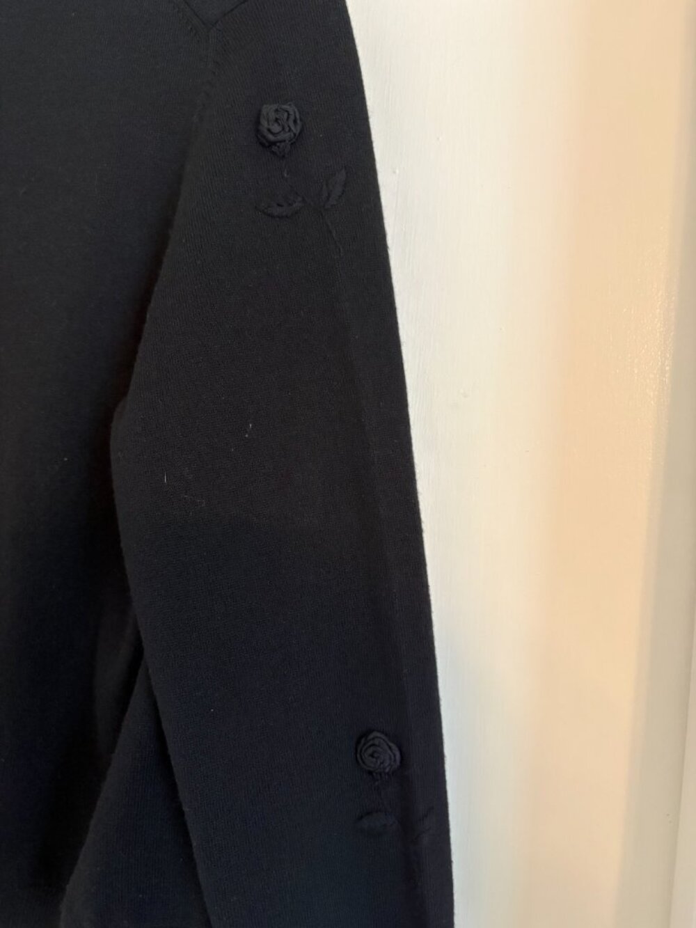 Ann Taylor Black Embroidered Floral Button-Front Jacket - Picture 5 of 7